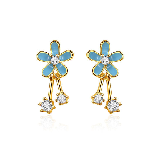 Earrings - Blue Daisy